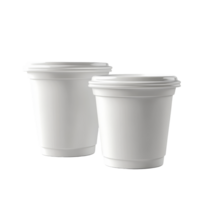 Simple blank yogurt and pudding containers on a light transparent background in a minimalist setting, Blank pudding or yogurt packaging png