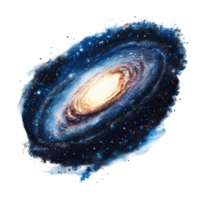 A vibrant, isolated galaxy with swirling stars and luminous core displayed on a clean transparent background, galaxy isolated on transparent background png