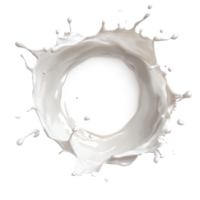 A circular splash of milk creates a captivating pattern against a transparent background during a midday experiment, Milk splash forming a circle isolated png