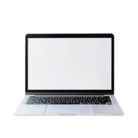 Modern laptop positioned on a transparent background, perfect for showcasing digital creativity or virtual workspaces, Isolated laptop with empty space on transparent background png