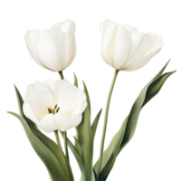 Elegant transparent tulips arranged with green leaves on a soft transparent background showcasing natural beauty and simplicity, Tulip flowers transparent background. Tulip flowers transparent background png