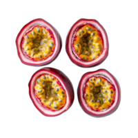 Top view of passion fruit seeds displays vibrant color and texture on a transparent background, Top view of passion fruit seeds isolated on transparent background png
