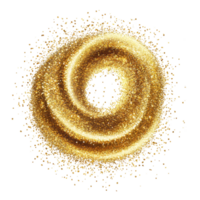 Shimmering gold glitter swirl isolated on a clean transparent background creating a captivating and elegant visual effect, gold glitter shiny swirl isolated on transparent background png