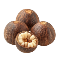 Fresh betel nuts on a transparent background showcasing their unique texture and color, Fresh betel nut isolated on transparent background png