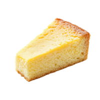 Slice of German butter cake isolated on a transparent background showcasing its rich texture and golden crust, german butter cake slice isolated on transparent background png