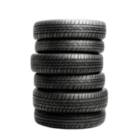 Stacked tires isolated on a transparent background demonstrating their rubber texture and tread patterns, Tires Stacked Up Isolated on transparent Background png