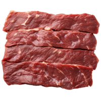 Isolated raw beef brisket slices arranged neatly on a plain surface for culinary preparation, Isolated raw beef brisket png