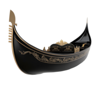 Elegant black gondola isolated on a transparent background, showcasing intricate details for design inspiration, Gondola isolated on transparent background png