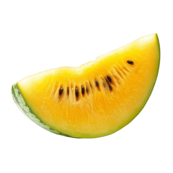 un vibrante rebanada de amarillo sandía exhibiendo sus único color y textura en un limpiar transparente fondo, amarillo sandía aislado en transparente antecedentes png