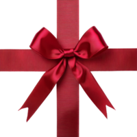Beautiful red gift ribbon with bow arranged on a transparent background for celebrations and special occasions, Red Gift Ribbon with Bow on transparent background png