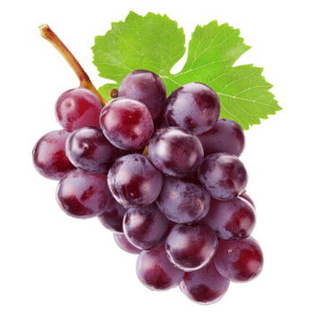 Fresh half grape with leaf isolated on a transparent background showcasing natural texture and color, half grape isolated on transparent background png