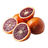 Fresh blood oranges with vibrant red centers on a clean transparent background, Blood oranges isolated on transparent background png