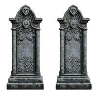 Isolated tombstones on a transparent background showcasing intricate designs and stone textures, tombstones, file of isolated object on transparent background png