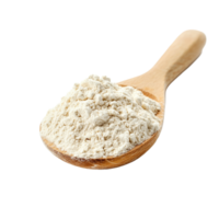 A wooden spoon filled with transparent wheat flour resting on a clean transparent surface ready for baking and cooking activities, Pile of transparent wheat flour in wooden spoon on transparent background png