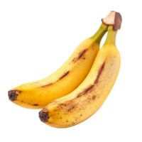 Two ripe bananas isolated on a clean transparent background highlighting their bright yellow color and natural texture, Ripe banana isolated on transparent background png