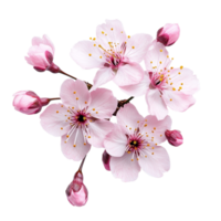 Delicate sakura flowers and buds on a pristine transparent background capturing springs beauty and fragility, floral sakura flowers isolated on transparent background cutout png