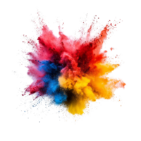 Colorful powder explosions create vibrant art on a transparent background during a festive celebration of color in bright hues and energy, Colorful Powder Explosions on transparent background png