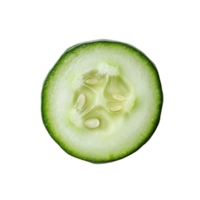 Freshly cut juicy cucumber slice on a clean transparent background ready for cooking or snacking, fresh juicy slice cucumber on transparent background png