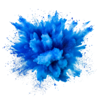 Vivid blue color explosion on a transparent background creating an eye catching visual effect, blue color explosion isolated on transparent background png