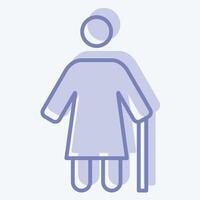 Icon Old Woman. related to Retirement symbol. two tone style. design editable vector