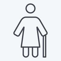 Icon Old Woman. related to Retirement symbol. line style. design editable vector