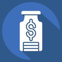 Icon Saving. related to Retirement symbol. long shadow style. design editable vector