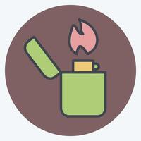 Icon Lighter. related to Smoking symbol. color mate style. design editable vector