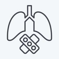 Icon Damaged Lungs. related to Smoking symbol. line style. design editable vector
