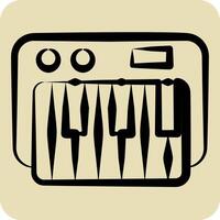 Icon Piano Keyboard. related to Kindergarten symbol. hand drawn style. design editable vector