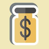 Sticker Money Jar. related to Savings symbol. design editable vector