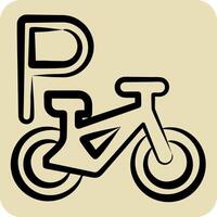 Icon Bike Parking. related to Parking symbol. hand drawn style. design editable vector