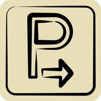 Icon Arrow. related to Parking symbol. hand drawn style. design editable vector