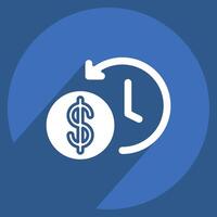 Icon Time Saved. related to Savings symbol. long shadow style. design editable vector