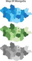Mongolia country map in different colors vector