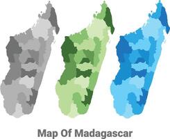 Madagascar country map in different colors vector