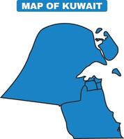 Blue Kuwait country map border outline vector