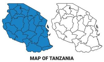 Tanzania Blue detailed outline map border regions outline set vector