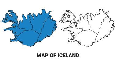 Iceland Blue detailed outline map border regions outline set vector