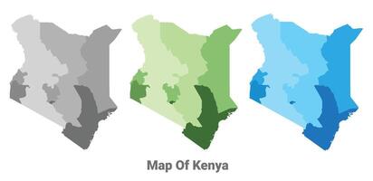 Kenya country map in different colors vector