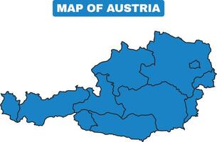 Blue Austria country map border outline vector