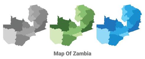 Zambia map in different colors vector