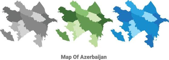 Azerbaijan country map in different colors vector