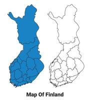 Finland Blue detailed outline map border regions outline set vector