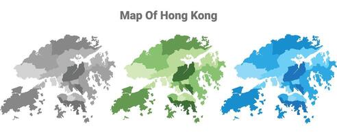 Hong Kong country map in different colors vector