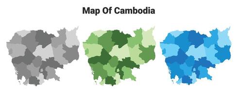 Cambodia country map in different colors vector