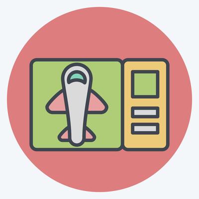 Icon Ticket. related to Travel symbol. color mate style. design editable