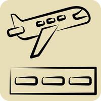 Icon To Take Off. related to Travel symbol. hand drawn style. design editable vector
