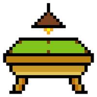 Empty pool table and hanging lamp in pixel art style vector