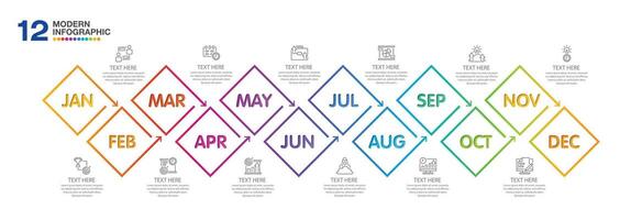 Infographic for presentation 12 months in 4 quarter can used for workflow layout. vector
