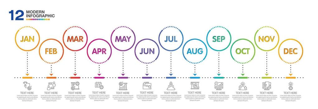 Infographic for presentation 12 months in 4 quarter can used for workflow layou. vector